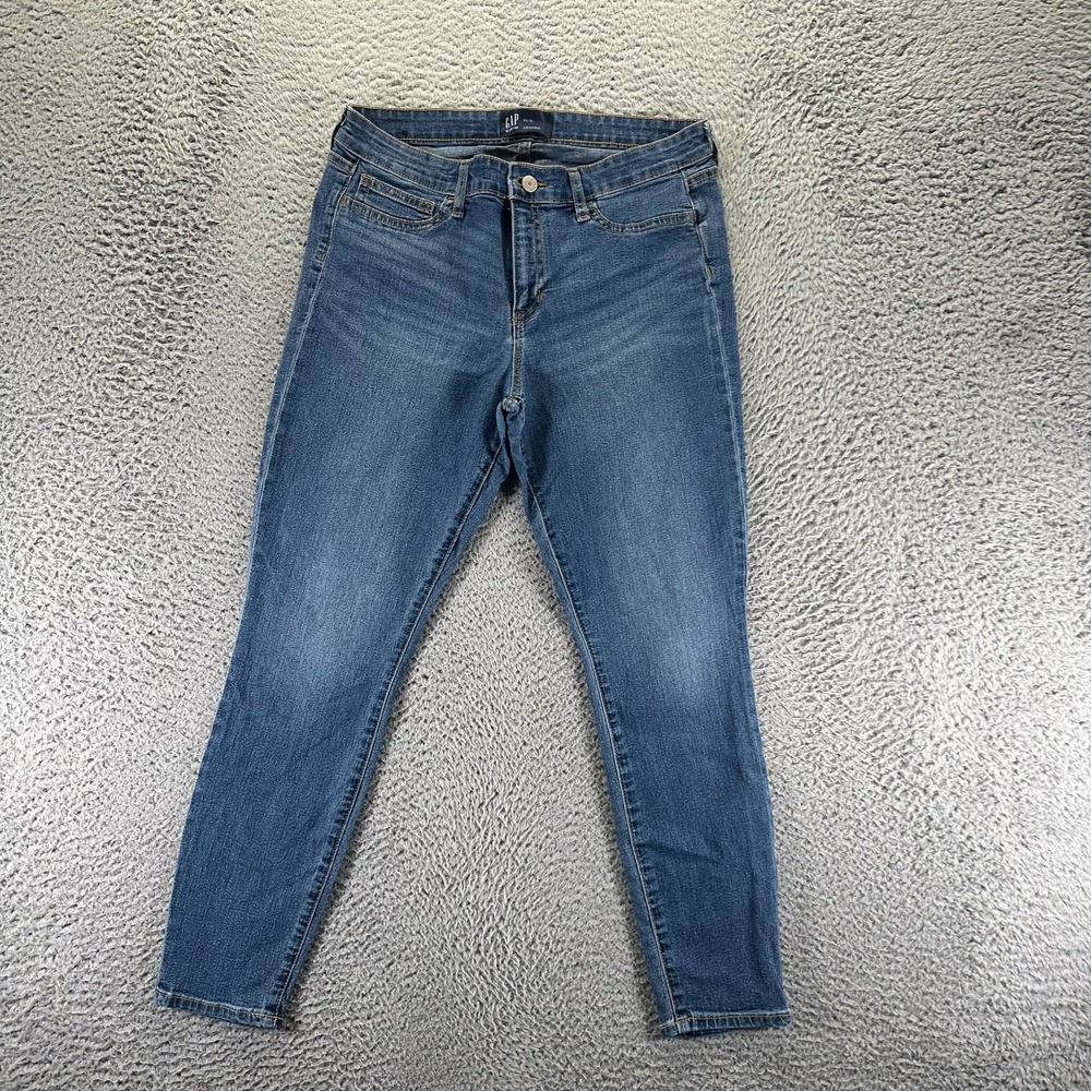 GAP Jeans Womens 10 Blue Cotton Denim Jegging Tapered Leg Faded Workwear Stretch